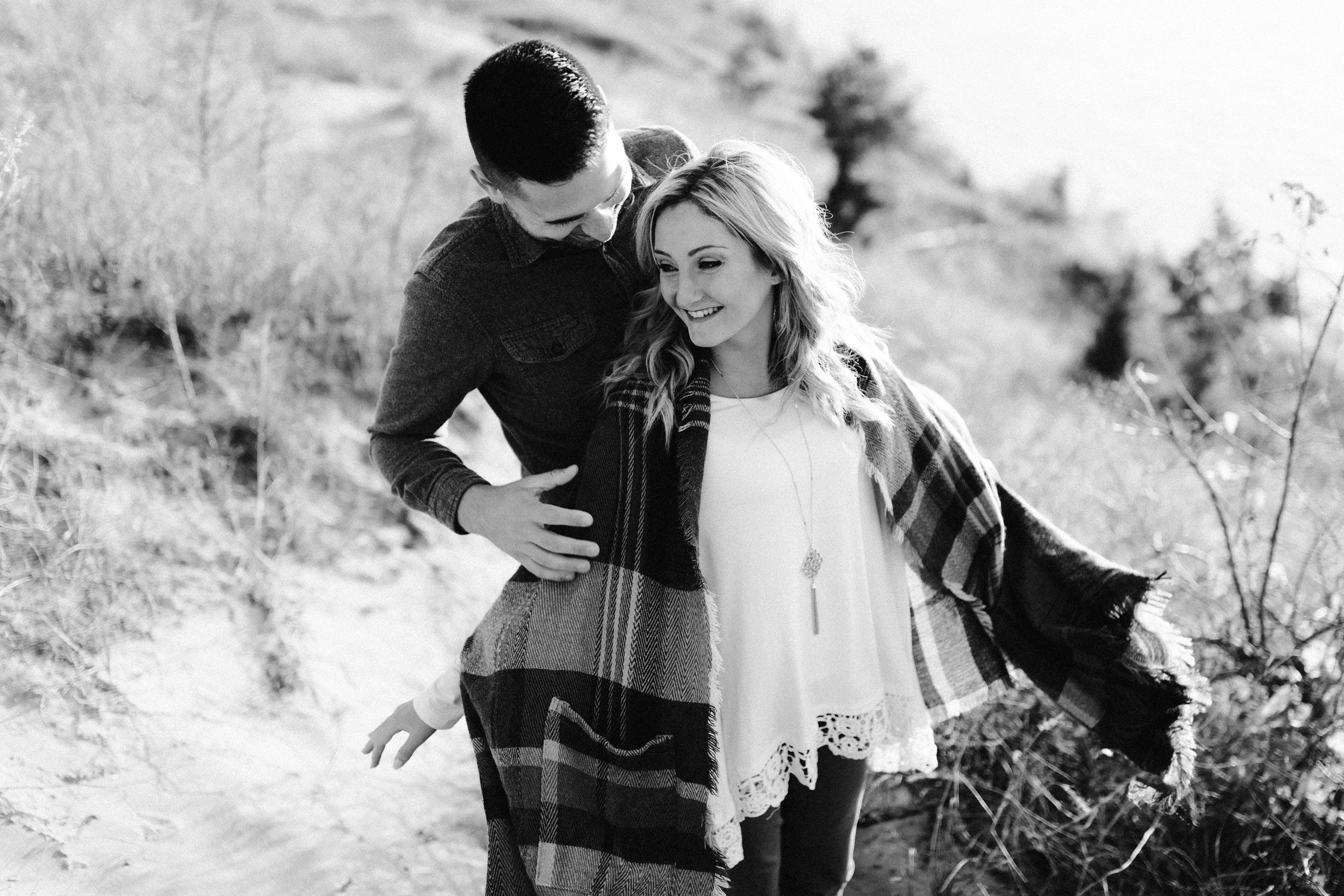 Couple exploring the trails of Northern Michigan Sunset, Sleeping Bear Dunes, Engagement, Session, Josh Rexford