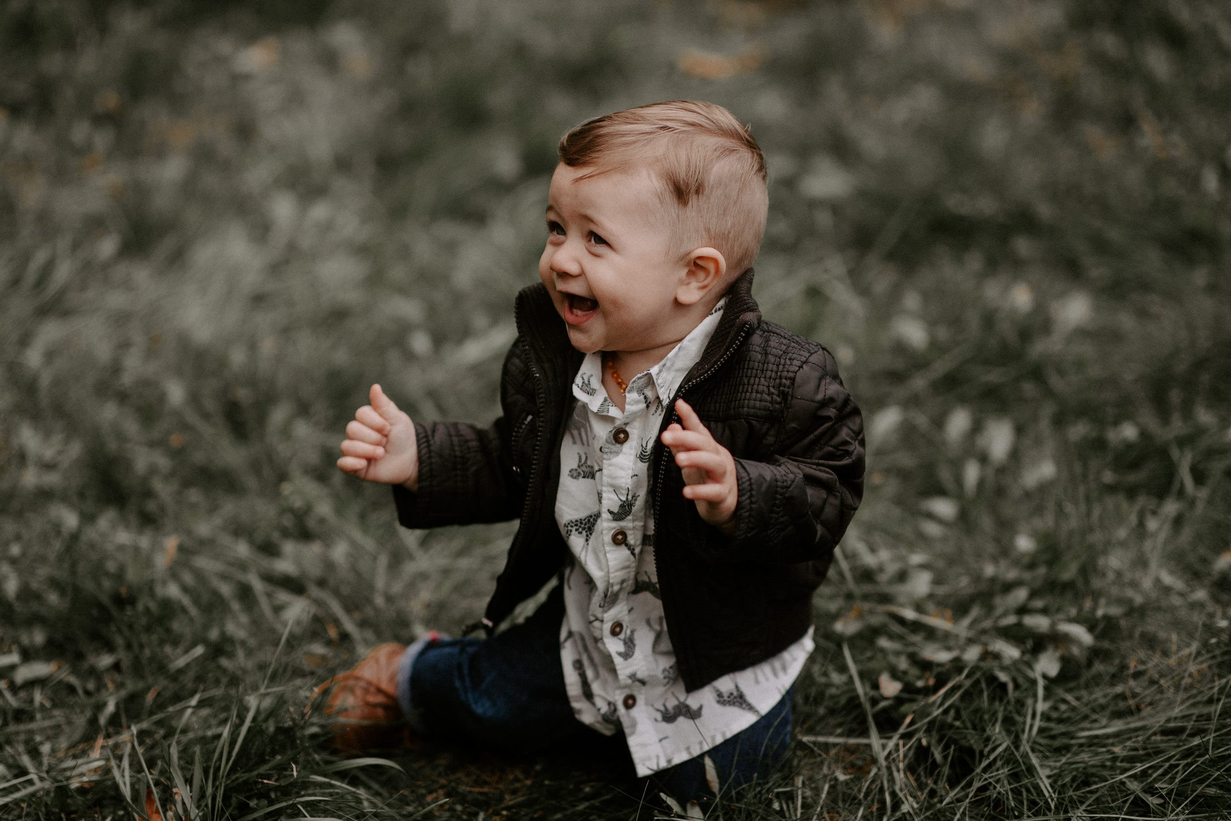 Baby laughing in the grass Candid, In Home, Family Session, Josh Rexford, Photographer